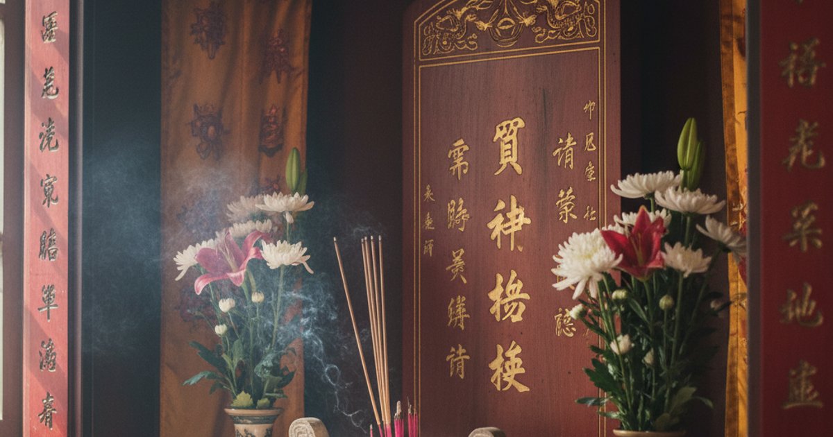 Ancestral tablet at Linsan Temple, part of Buddhist funeral services in Singapore