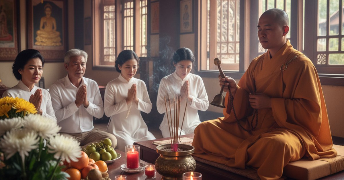 Buddhist monk performing funeral rituals for Buddhist funeral services Singapore