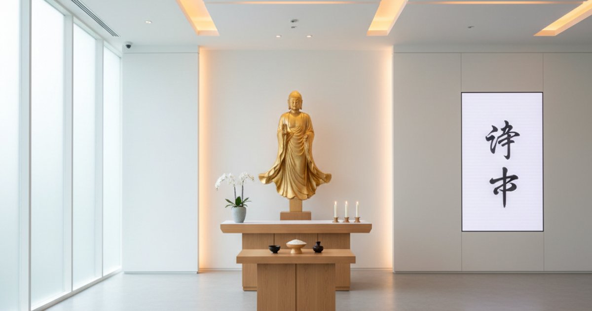 Modern Buddhist funeral hall at Linsan Temple in Singapore blending tradition and contemporary design for funeral services