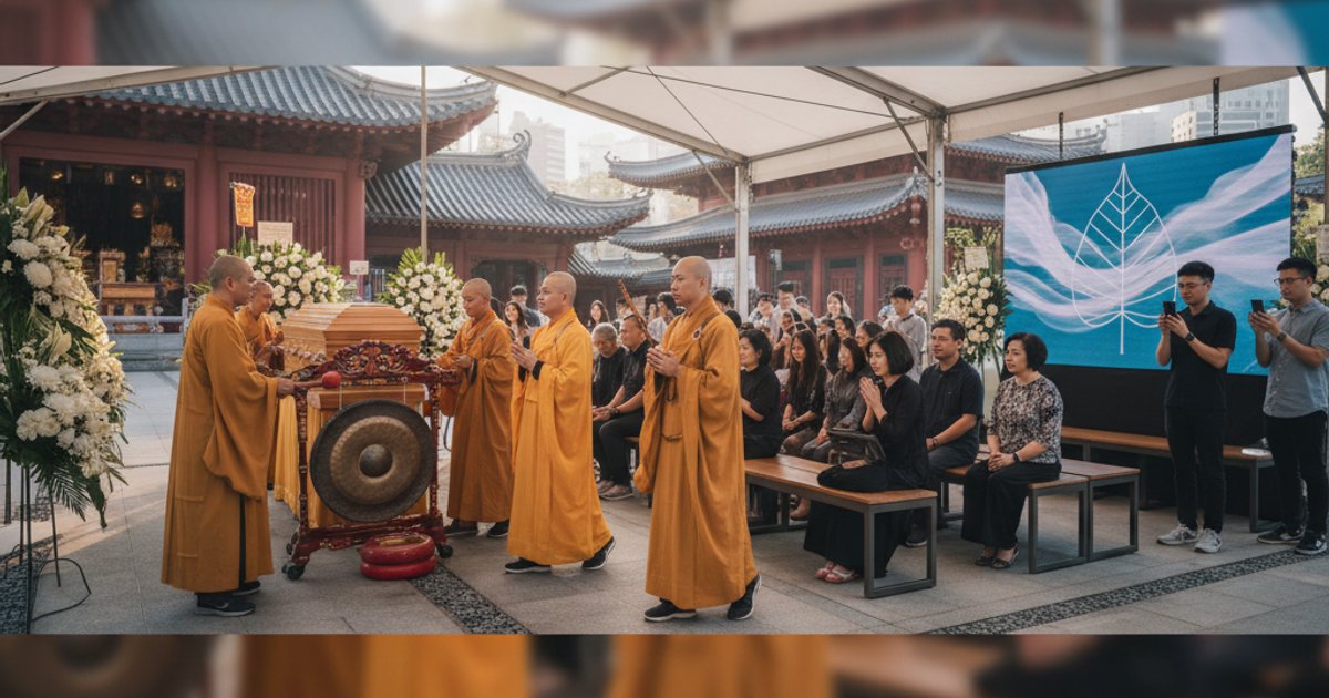 Interior of Linsan Temple's columbarium, offering serene Buddhist funeral services in Singapore