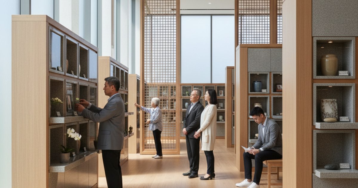 灵山寺骨灰塔内部,家属代表正在参与管理流程,体现透明度与社区参与